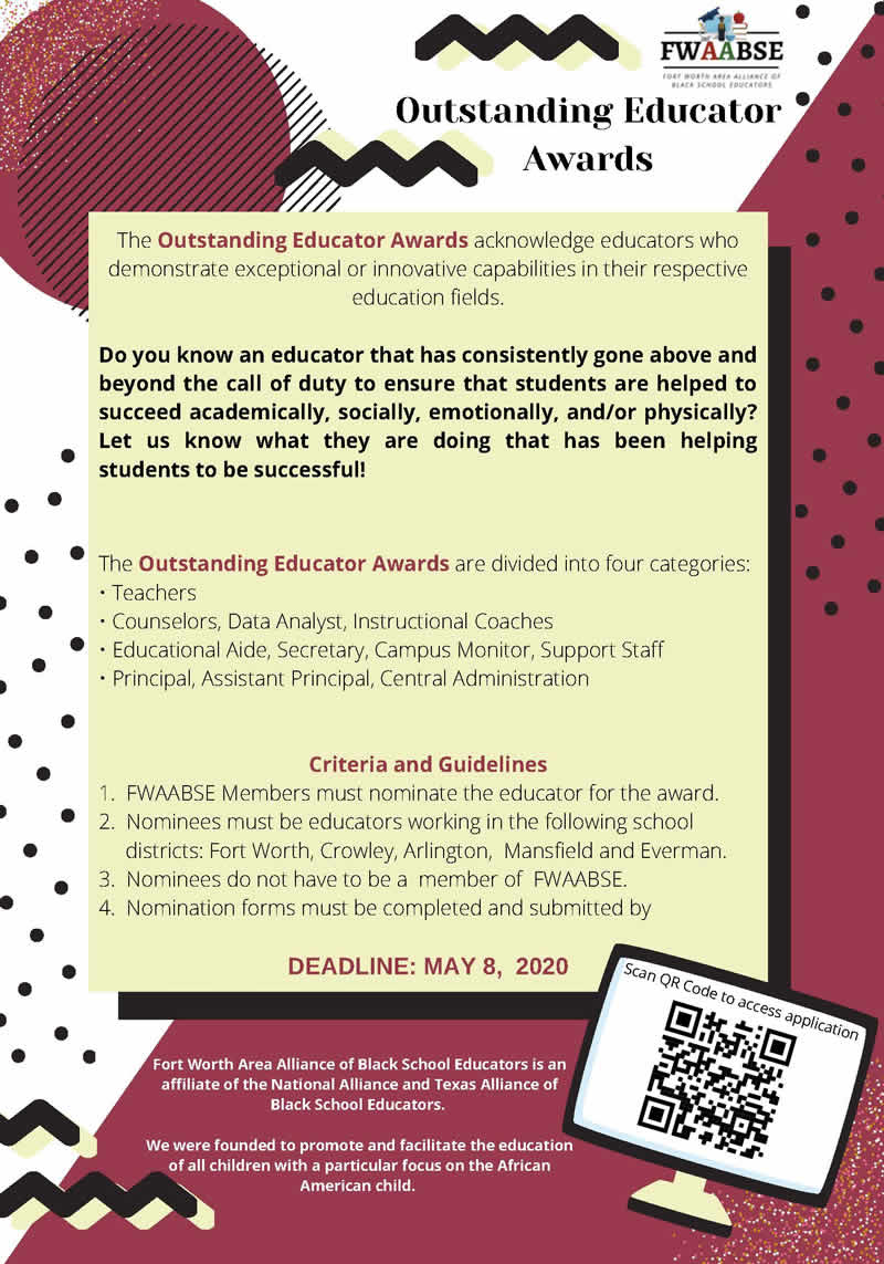 FWAABSE Outstanding Educator Awards flier